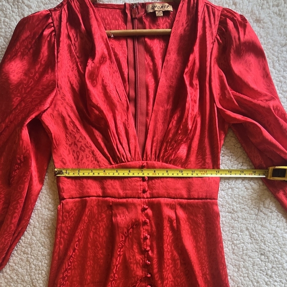 Red Leopard Jacquard Satin Mini Dress - Picture 6 of 15